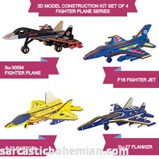 3D Wood Puzzle Model Set of 4 Crafts Build Wood Airplane Kit Models Series  Include 4 Different Fighter Jets  B07G6LQTL8